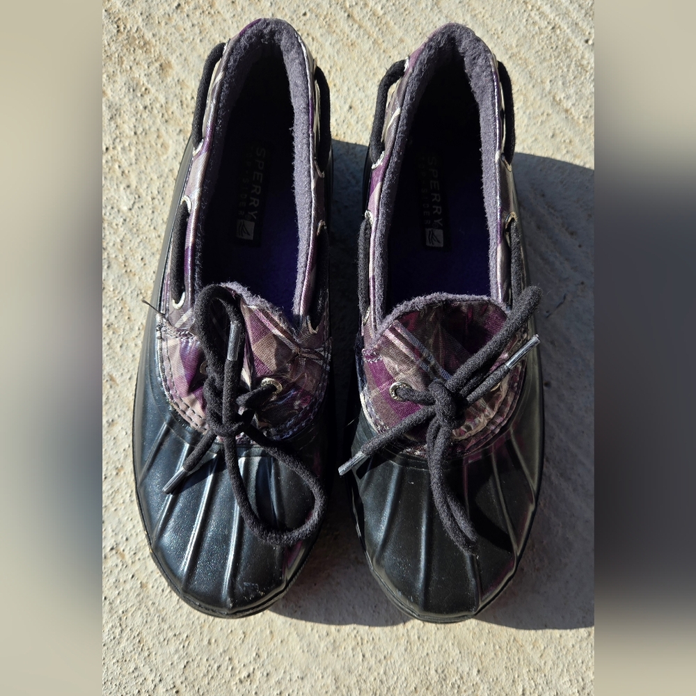 Sperry Black and Purple Moccasins Waterproof Slip-On Shoes‎